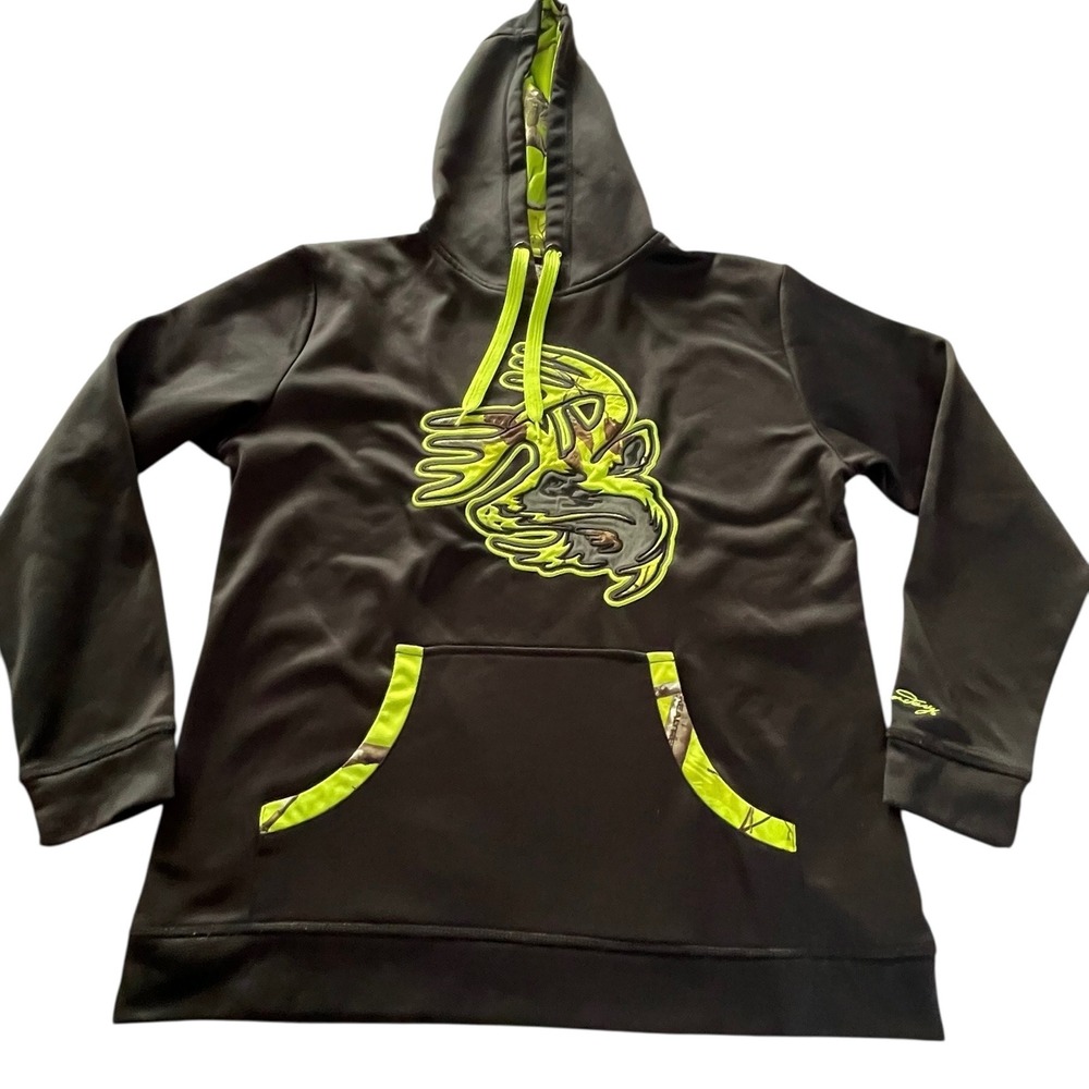 Legendary Whitetails Original Deer Gear Neon Black Camo Hoodie Men's Medium
